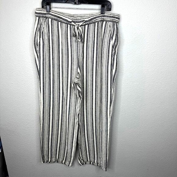 Old Navy Sz Large High-Waisted Striped Linen Blend Wide Leg Pants - Picture 5 of 13